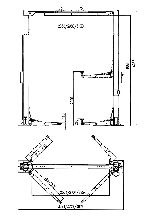 Big 2 Post Hoist 5 Ton Clear Floor Joel S Garage Gear