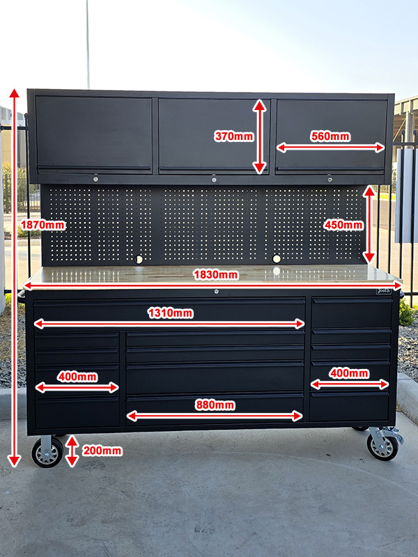 72" Workbench Tool Trolley Dimensions