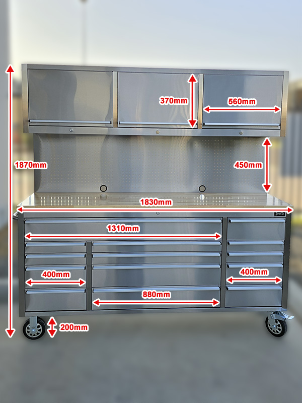 72" Workbench Tool Trolley Dimensions